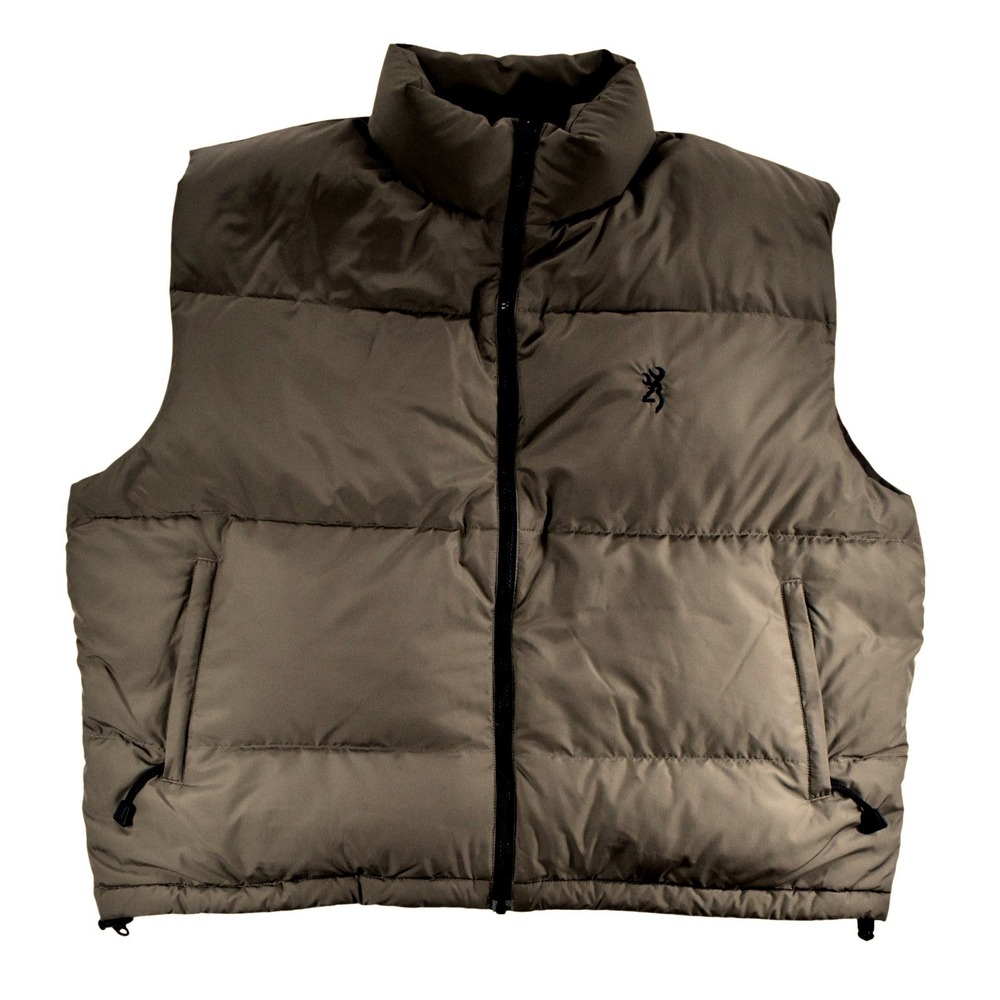 Browning Mens Goose Down Puffer Vest XL Brown Packable Buckmark 305-75432